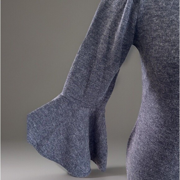 TASH & SOPHIE Sweater Dress Bell Sleeve Heather Gray Size Small Holiday Sexy - Picture 2 of 11